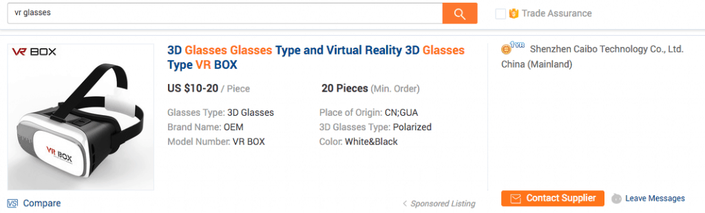 Gafas de realidad virtual de alibaba