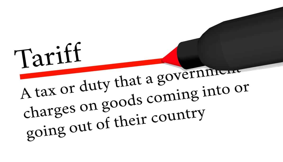 term of tariff underlined in red color by a pen. isolated on white background.
