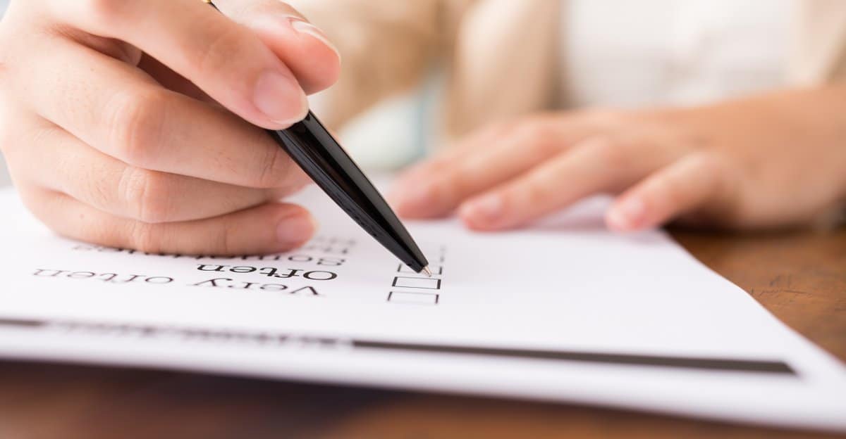 Close-up of hand feeling checklist